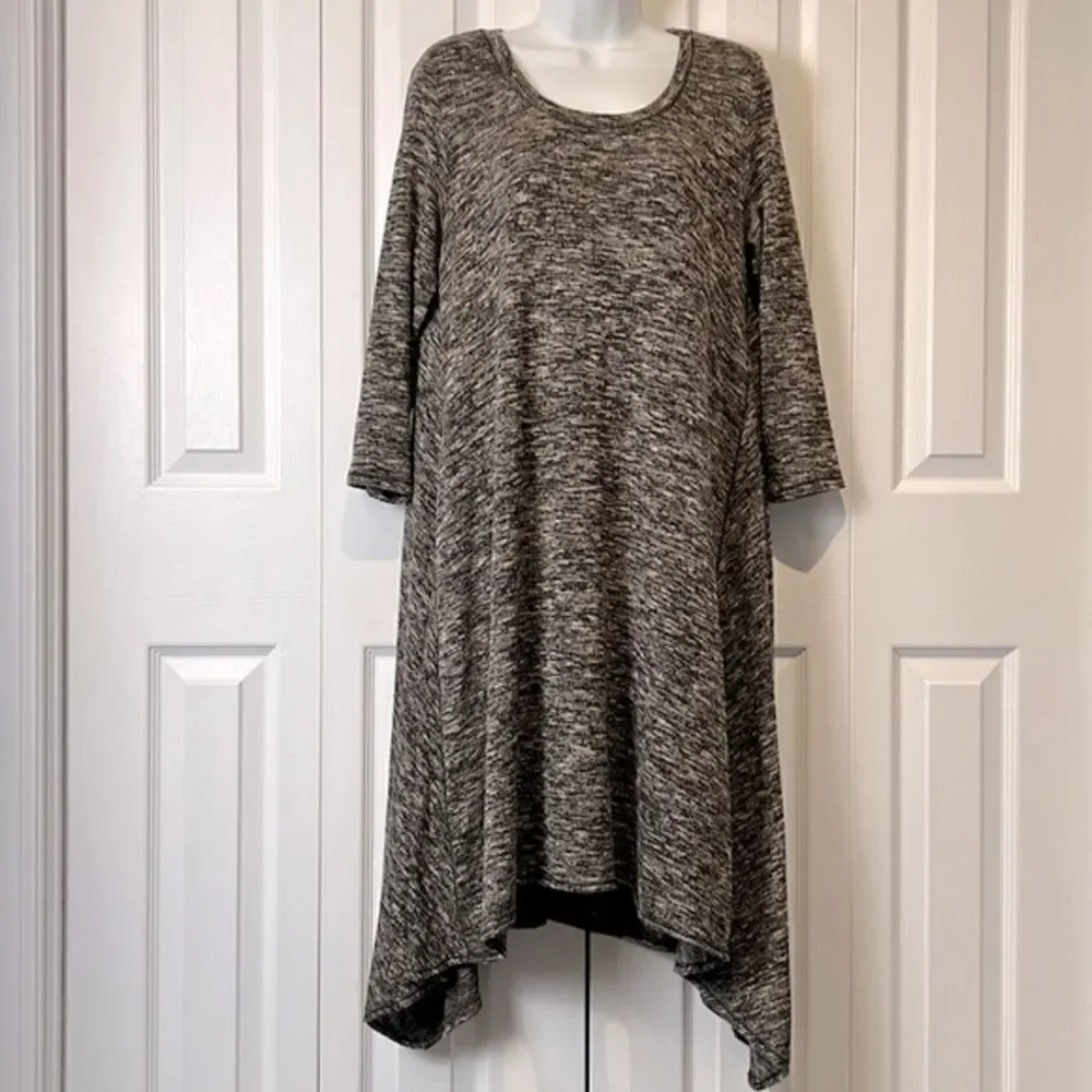 Max Studio | Dresses | Max Studio Blackgreywhite Heathered Asymmetrical  Swingdress Sizem | Poshmark